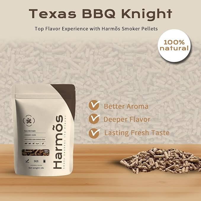 Harmos 4 Wood Pellet: Texas/Ninja BBQ, Hardwood Pellets for Smokers, 2 Sealed Packs
