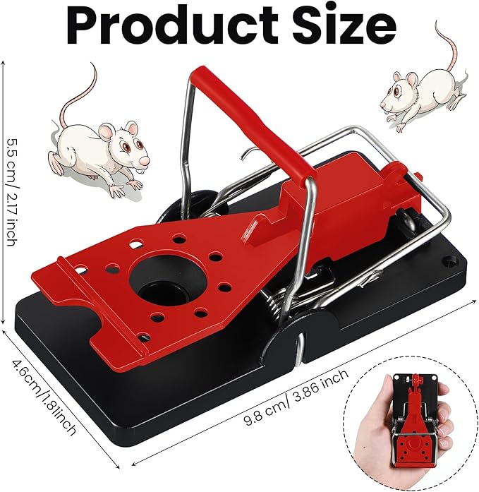 Qualirey 24 Pcs Mouse Traps Plastic Snap Rat Trap Bulk Reusable Quick Effective Safe for Indoor Outdoor Home House Warehouse Garden Kitchen 3.86 x 1.81 x 2.17 Inch (Red)