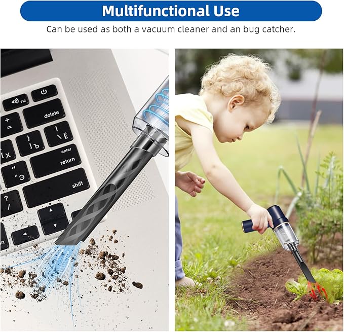 Bug Vacuum Catcher - Spider and Insect Catcher Traps,Cordless Handheld Vacuum Cleaner Rechargeable Bug Catcher Strong Suction with Suction Nozzle for Bedbug Cockroach Beetle Ant