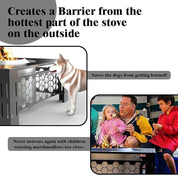 Fire Pit Surround Tabletop Large Use for Solo Stove Bonfire Ranger Yukon 2.0 and Mesa, Fire Pit Table Square Made of UV-Resistand Antirust Thick Metal, for Indoor Outdoor Use
