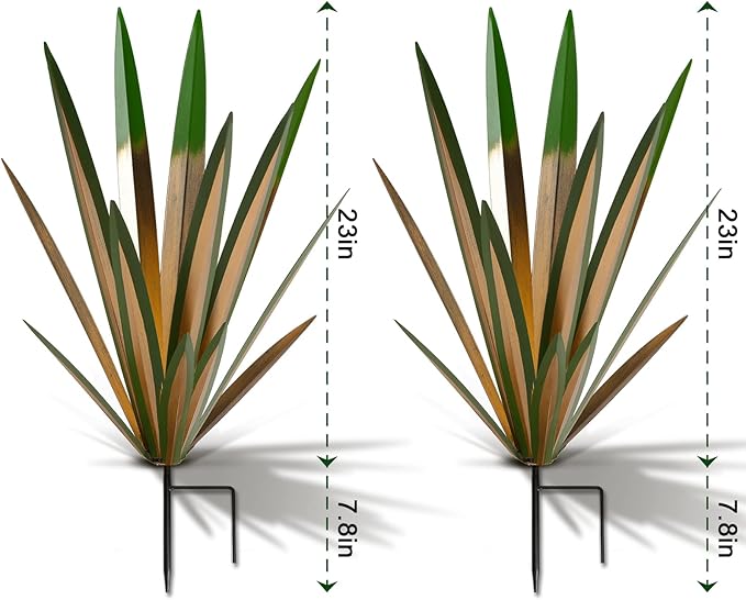 Homight Large Agave Sculpture Rustic Metal Agave Plant Outdoor Interior Decoration Outdoor Lawn Decoration Yard Wooden Posts Matching Garden Suitable for Patio