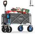 Litheli Electric Collapsible Wagon Cart with Brakes, 100L Grocery Cart with Wheels,Easy to Carry Folding Wagon for Camping, Gardening, Shopping（Grey with 1 Battery）