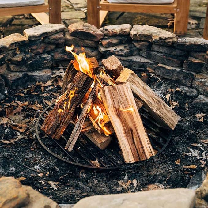 TITAN GREAT OUTDOORS Ash & Ember Round Fire Pit Grate, Heavy Duty 1/2in Steel Elevated Log Wood Pit Grate, Burning Fireplace and Firepits (28")