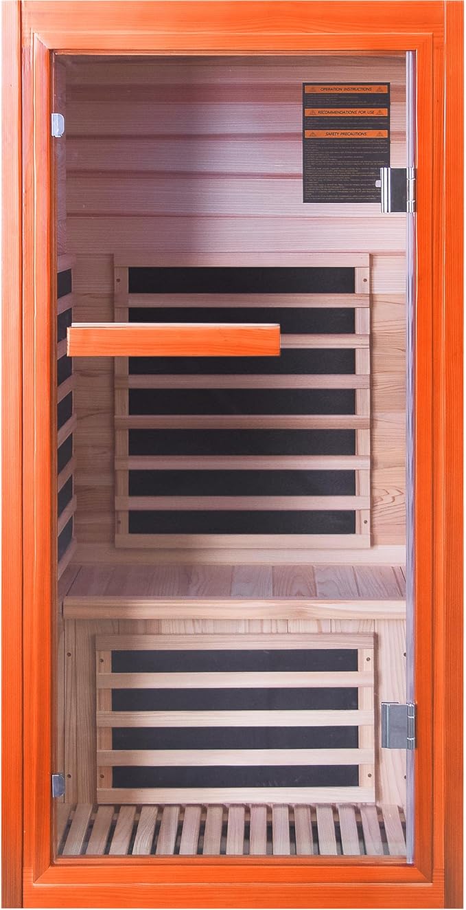 Far Infrared Sauna Dry Saunas 1065W Indoor Home Sauna Low EMF 110V with Control Panel 7 Color Light 31.5"x31.5"x63"