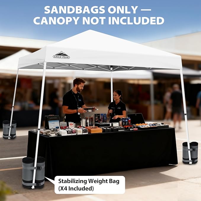 EAGLE PEAK Extra Large Weight Bags for Canopy Tent 180 lbs Leg Weights Heavy Duty Sandbags for Pop Up Canopy Gazebos Beach Tent Umbrella Greenhouse Set of 4, Gray