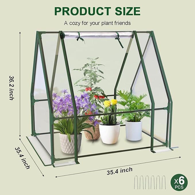 Mini Greenhouse, 35×35×36" Portable Greenhouse for Indoor Outdoor, Small Green House for Plants, Seedling, Germination (Clear, 35x35x36 inch)