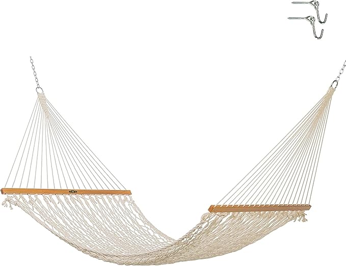 Original Pawleys Island 12OC Original Single Cotton Rope Hammock with Free Extension Chains & Tree Hooks, Handcrafted in The USA, Accommodates 1 Person, 450 LB Weight Capacity, 12 ft. x 50 in.