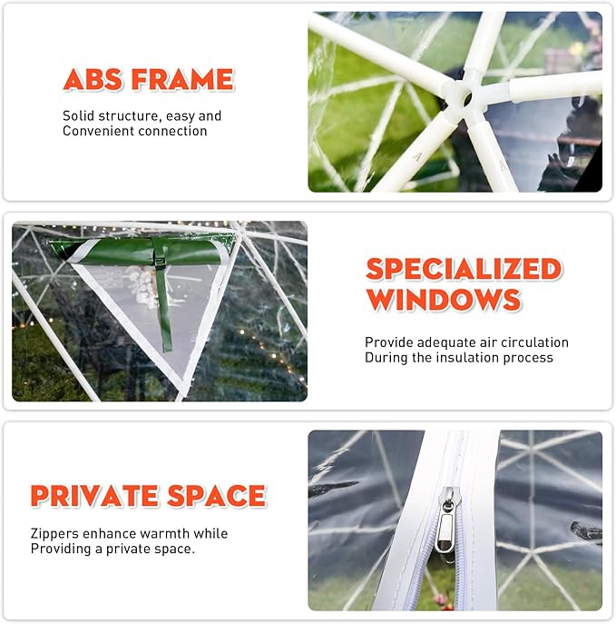 Garden Dome Tent, 9.6/12/15 ft Outdoor Clear Bubble Tent for 2-8 Person, All-Weather Geodesic Dome Greenhouse with Window & Door, PVC Transparent Tent for Patio, Camping, Party