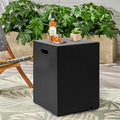 Propane Tank Cover Table Square, Outdoor Tank Covers Propane Storage Box 20 LB Modern Cover Tables with Side Handle, Concrete Hideaway Holder for Patio Backyard Deck (Black)