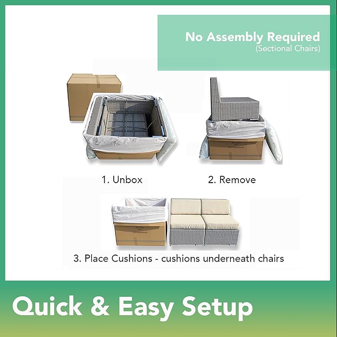 7 Piece Outdoor Patio Furniture Black Wicker Conversation Set with Fully Assembled Sectional and 42-inch Propane Gas Fire Table