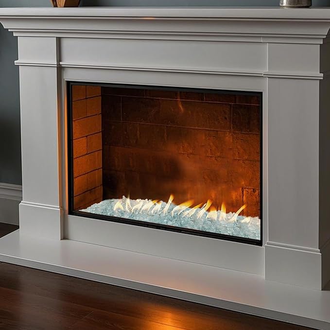 Skyflame High Luster 10-Pound Regular Fire Glass for Fire Pit Fireplace Garden Landscaping Crystal Ice 1/4" Size