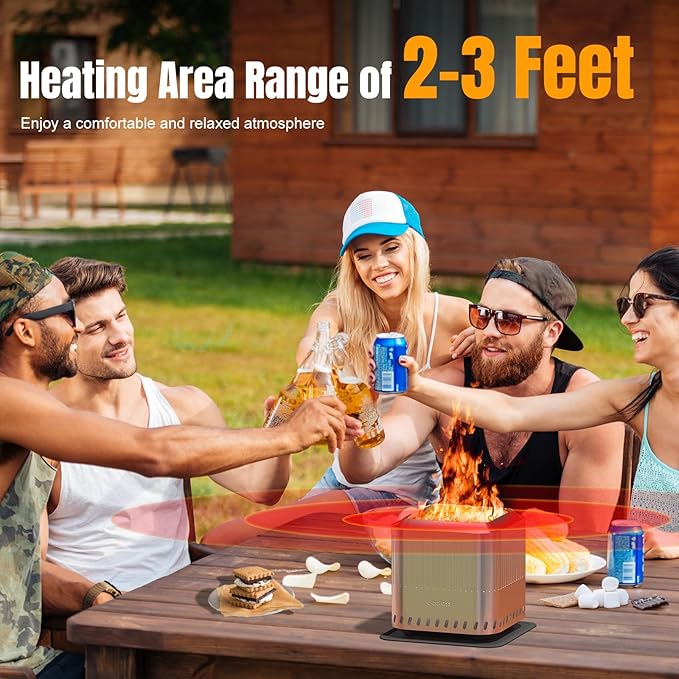 Tabletop Fire Pit Smokeless, 8.27" Stainless Steel Firepits for Outside, with Travel Bag, Fueled by Pellets, Wood, Portable Outdoor Low Smoke Stove for Camping