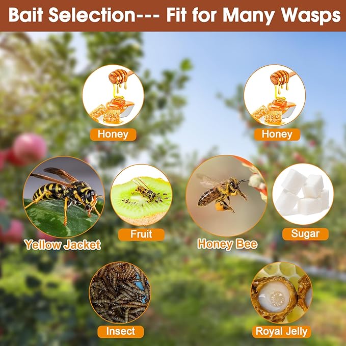 6 Pack Disposable Wasp Traps Outdoor Hanging, Carpenter Bee Traps for Outside, Yellow Jacket Trap Hornet Trap, Carpenter Bee Killer Bug Outdoor Farm Garden