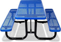 Rueekfil 72" Thermoplastic Picnic Table with Umbrella Hole up to 1.5", Heavy Duty Commercial Picnic Table for Outdoor, Family & Party Ready for School Camping, Rectangular, Blue