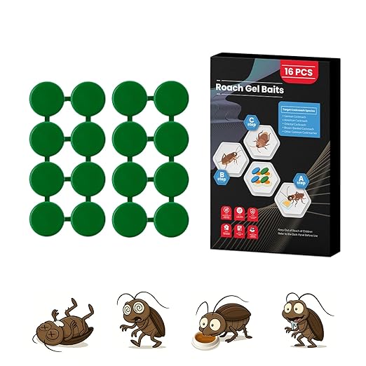 16 Pack Roach Killer Indoor Infestation Roaches Gel Bait Stations, Powerful Cockroach Killer Indoor Home for Roach Infestation, Long-Lasting & Effective Cockroach Gel Bait, Easy to Use