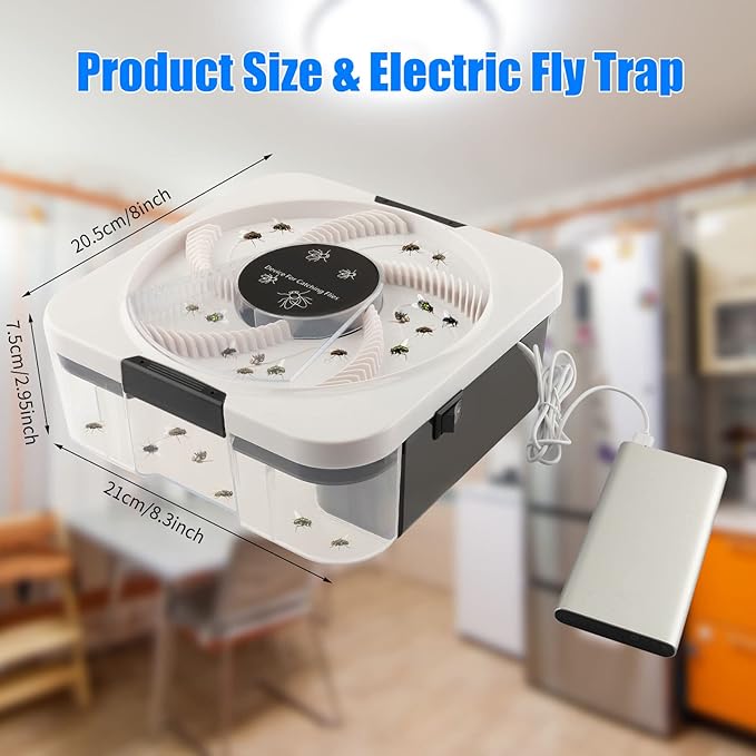 Electric Fly Trap Pest Device Gnat Flying Insect Trap Automatic Indoor Fly Catcher Pest Traps Reject Control Catcher Insect Repellents Tools for Patios Ranch(2 Pcs)