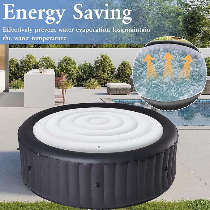 4.75 FT Inflatable Hot Tub Cover with Handle,Energy Saving Lid for Round Hot Tub,Outdoor Inflatable Hot Tub,Inflatable Insert Insulated Lid Replacement