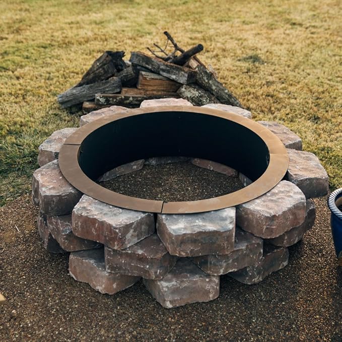 Ash & Ember 46" Outside Dia Steel Fire Pit Liner x 41" Inside - 4 Panel Liner 1.5mm Thick Steel, DIY Above or In-Ground Outdoor Fire Pit, High Temperature Finish, Portable Wood Burning Fire Ring