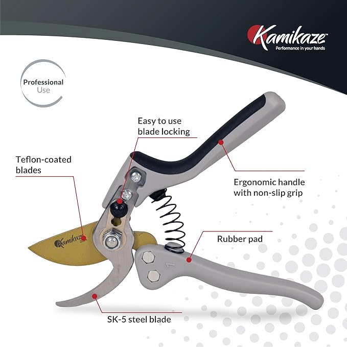 EZ Kut Kamikaze Force Bypass Pruning Shears Heavy Duty - Best Pruners for Gardening and Gifts for Women and Men - Gardening Hand Tools with a since 1988