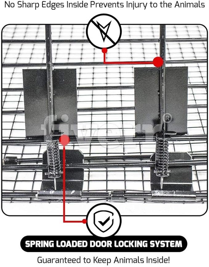 Humane Way Folding 50 Inch Live Humane Animal Trap - Safe Traps for All Animals - Dogs, Raccoons, Cats, Groundhogs, Opossums, Coyote, Bobcat - 50"x20"x26"