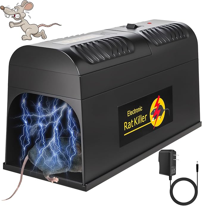 2025 Electric Mouse Trap Zapper Powerful Rat Traps Indoor for Homes with Anti-Escape Door,Reusable&Effective Humane Rodent Zapper Electric Shock Mouse Killer for Garage,Bedroom,Home