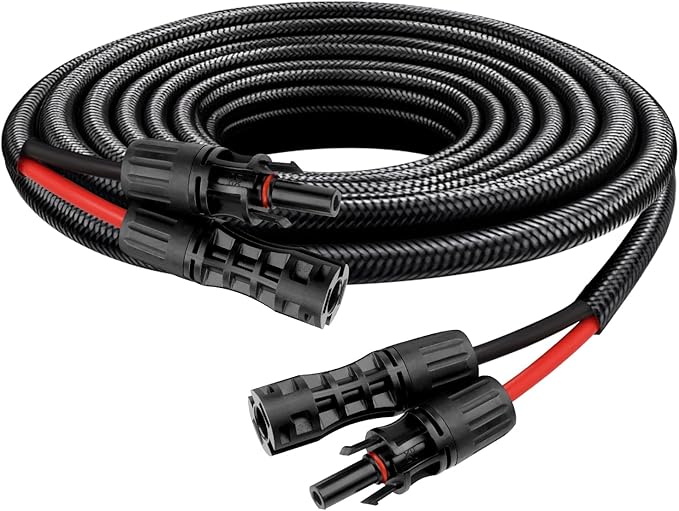 XRDS -RF Solar Cable 3FT, 8AWG Solar Extension Cable with Male & Female Solar Connectors, Flame-Retardant Protective Sleeving Solar Panel Cable, Weatherproof PV Wire for Solar Panel Connection