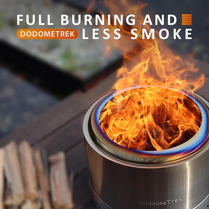 Smokeless Fire Pit, Portable Firepit Outdoor, 27 Inch Stainless Steel