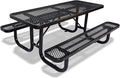 KUFUH 72" Rectangular Metal Picnic Table for 4-8 Person, Durable Heavy Duty Commercial Picnic Table with Umbrella Hole for Outdoor Coffee Shop, School, Hospital, Easy to Install, Black