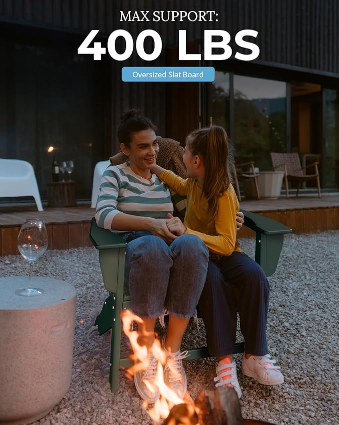 BRIOPAWS Adirondack-Chairs-Set of 4 | Fire Pit Chair | Oversized | HDPE Plastic | Weather Resistant | for Deck Outdoor Poolside Campfire | Forest