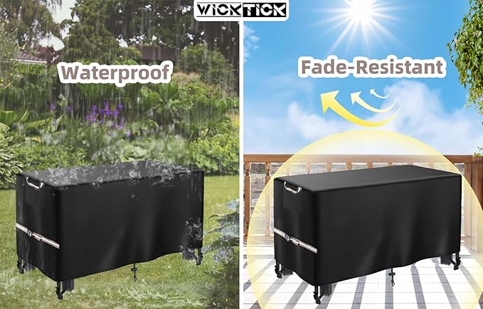 Rectangular Gas Fire Pit Table Cover 52 x 34 inch, Waterproof 600D Heavy Duty Fire Table Cover for 48 - 52 inch Patio Propane Firepit Tables