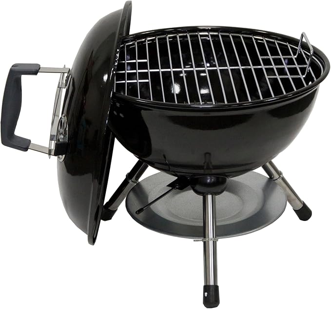 Megamaster 14.5" Portable Charcoal Barbecue Grill with Adjustable Air Vent, 141 SQ. In Cooking Area, Table Top Grill for Camping, Outdoor Cooking, Patios, and More - 810-23001