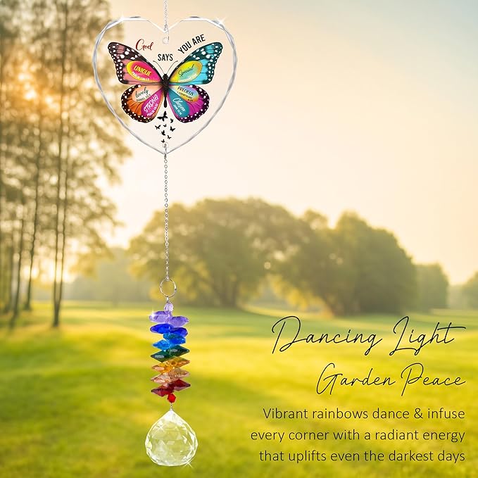 GIFTELIX Christmas Ornaments Appreciation Gift - Encouragement Butterfly Suncatcher - Inspirational Gifts for Friends Mom Sister, Girl Female Coworker Christian