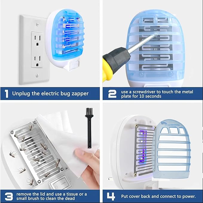 Bug Zapper Indoor,Fly Traps,Flying Insects,Electronic Insect Killer Fly Insect Trap Plug-in Mosquitoes Killer Mosquito Zapper with Blue Lights for Living Room,Kitchen,Bedroom,Office(1Pack)