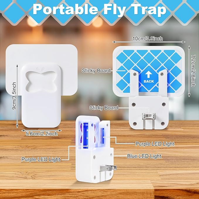 Qualirey 4 Pack Fruit Fly Traps for Indoors, Plug in Fly Trap Indoor with UV Light, Flying Insect Trap Mosquito Catcher Killer for Gnat, Moth, Flies with 24 Pcs Glue Boards