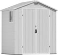 Devoko 6x4 FT Plastic Outdoor Storage Shed - Lockable Resin Tool Shed with Window & Floor - Easy Assembly for Garden, Backyard