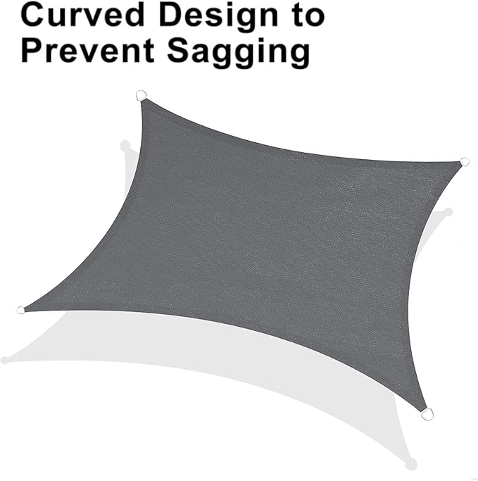 LOVE STORY Custom Size 5'x8' Dark Grey Sun Shade Sail Rectangle UV Block Canopy Patio Sail Sunshades Fabric for Outdoor Garden Carport (We Make Custom Size)
