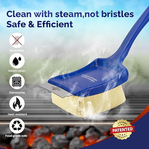 19" Large Bristle-Free Steam Grill Brush,Replaceable BBQ Cleaning Head,Safe Grill Accessories for Cast Iron/Porcelain/Weber Gas/Charcoal Grill,Grill Cleaner for Outdoor Grill