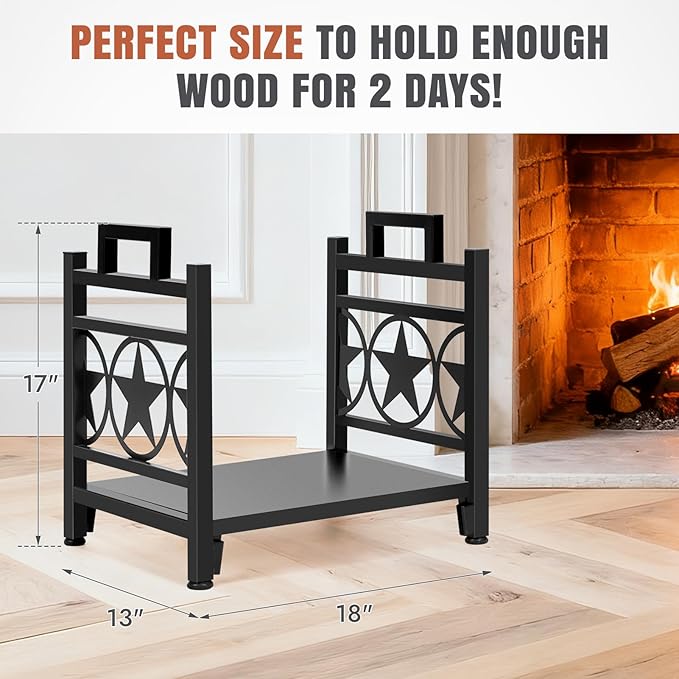 INNO STAGE Firewood Log Rack, Iron Wood Lumber Storage Holder for Fireplace, Heavy Duty Log Storage Bin for Firepit Stove Accessories Indoor - Perfect Construction - No Any Screw to Install