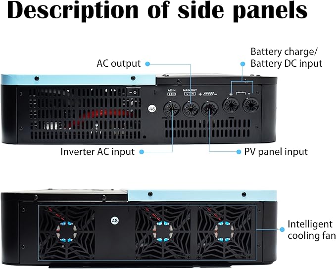 3000 watt Inverter,Pure Sine Wave Inverter 72V to 110V 120V AC Converter for Truck,RV,Solar,Outdoor,Camping,Home,Car with 30 amp MPPT, Surge 6000W,Dual Display,(DC 72V(Range59V-90V) 3300VA),ALL-in-ONE