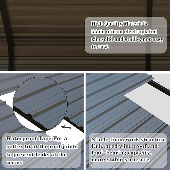 20x20 ft Metal Carport & Portable Garage, Heavy Duty with Galvanized Steel Roof & Frame - Large Tall Carports Canopy for Snow, Grey for Outdoor Garages