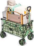 Whitsunday Collapsible Folding Wagon, Heavy Duty Utility Beach Wagons with All-Terrain Wheels for Camping,Garden,Sports Green