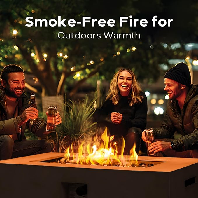 42 Inch Propane Fire Pit Table w/Tank Cover Table, Modern Gas Fire Pits for Outside Patio, CSA Certified Ignition Systems Firepit, 50,000 BTU Outdoor Fire Table for Patio Backyard Deck