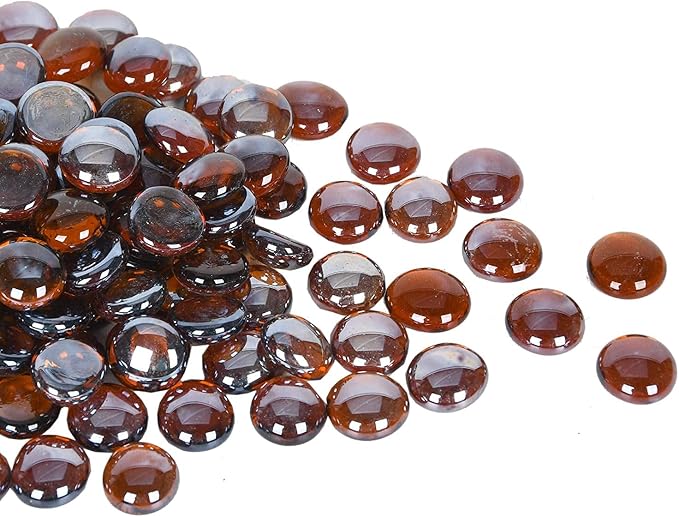 GasSaf 3/4 Inch Glass Fire Rocks Drop Beads for Gas Fire Pit Fireplace, Replaces Existing Gas Logs & Lava Rocks(10 Pound)(Amber Luster)