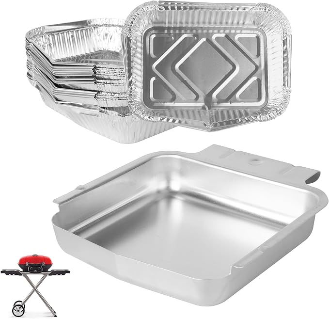 SafBbcue Grease Trays with Disposable Aluminum Liners, for TravelQ 62006 Accessories, Stainless Steel Grease Catcher, Napoleon Grill Replacement Travel Q Series Grill TQ240 TQ285 TQ285X TQ PRO285