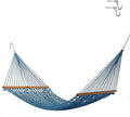 Original Pawleys Island Single Coastal Blue DuraCord Rope Hammock – 12 ft. x 50 in., 1-Person, 450 lb Capacity, Oak Spreader Bar, Zinc-Plated Hardware, Handcrafted in The USA
