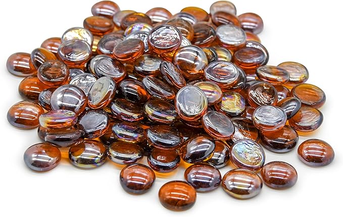 GasSaf 3/4 Inch Glass Fire Rocks Drop Beads for Gas Fire Pit Fireplace, Replaces Existing Gas Logs & Lava Rocks(10 Pound)(Amber Luster)