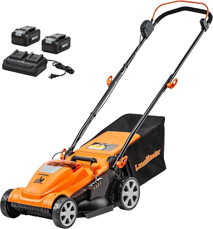 LawnMaster CLMF4815E 48V MAX* 15-inch Brushless Cordless Lawn Mower with 2X24V MAX* 4.0Ah Battery and a Dual Charger
