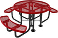 COATEDOUTDOORFURNITURE Heavy-Duty Portable Outdoor Picnic Table with Umbrella Hole, Expanded Metal Patio Dining Furniture Made in America (46" Round Top, Textured Red)