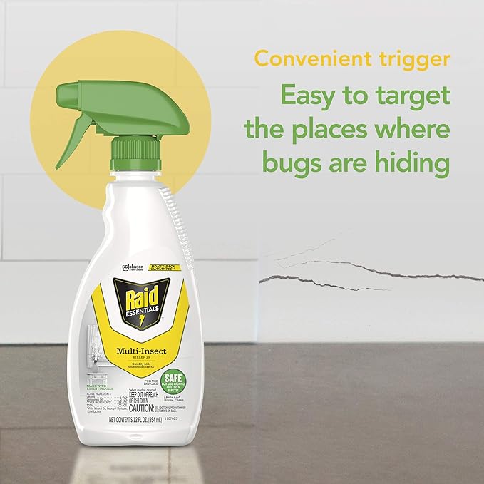 Raid Essentials Multi-Insect Killer Spray Bottle, Child & Pet Safe, for Indoor Use, 12 oz (Pack of 3)