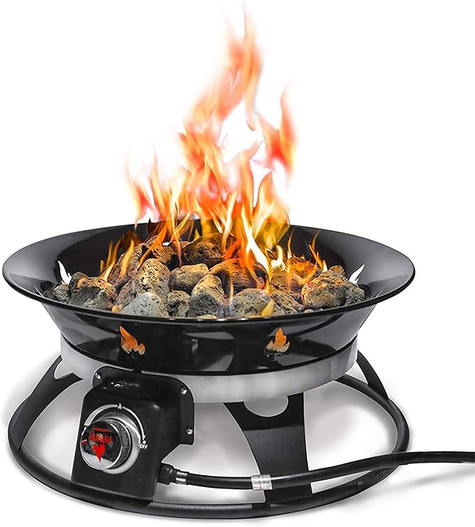 Outland Living Portable Propane Fire Pit, 21-inch, 58,000 BTU with Fire Pit Cover & Carry Kit, Smokeless Gas Firebowl | Perfect for Camping, Patio, Backyard, Tailgating, Deck, RV| Black 863 Cypress